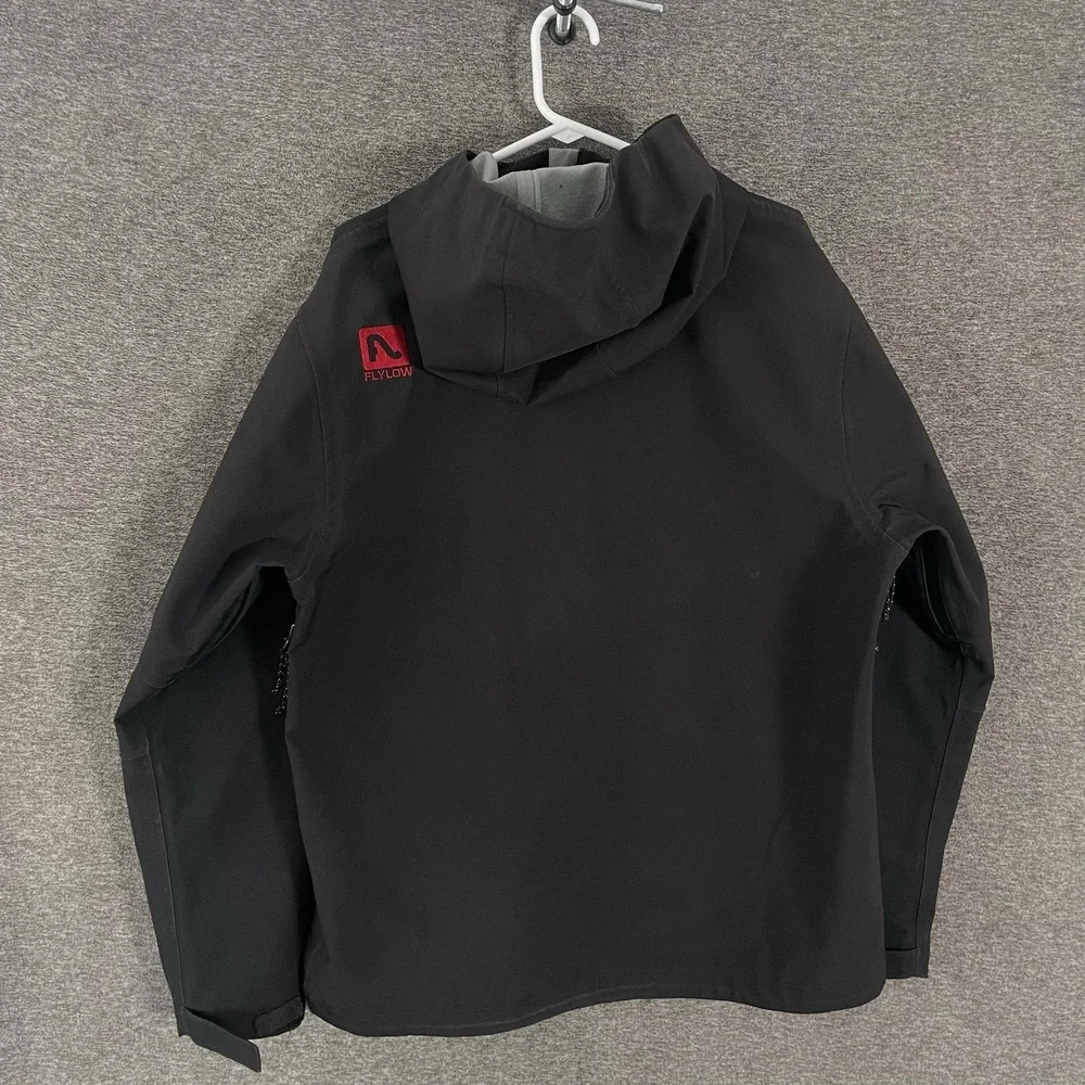 Flylow Higgins Shell Jacket Mens Large Black Hooded Full Zip Ski Snow Waterproof